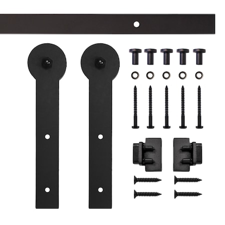 Quiet Glide Soft Close 72" Black Round Stick Mini Single Barn Door Hardware NT.1310.09.08-72-SC